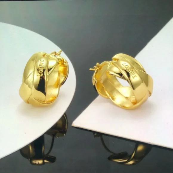 Loewe Gold Textured Hoop Earrings - Picture 5 of 5